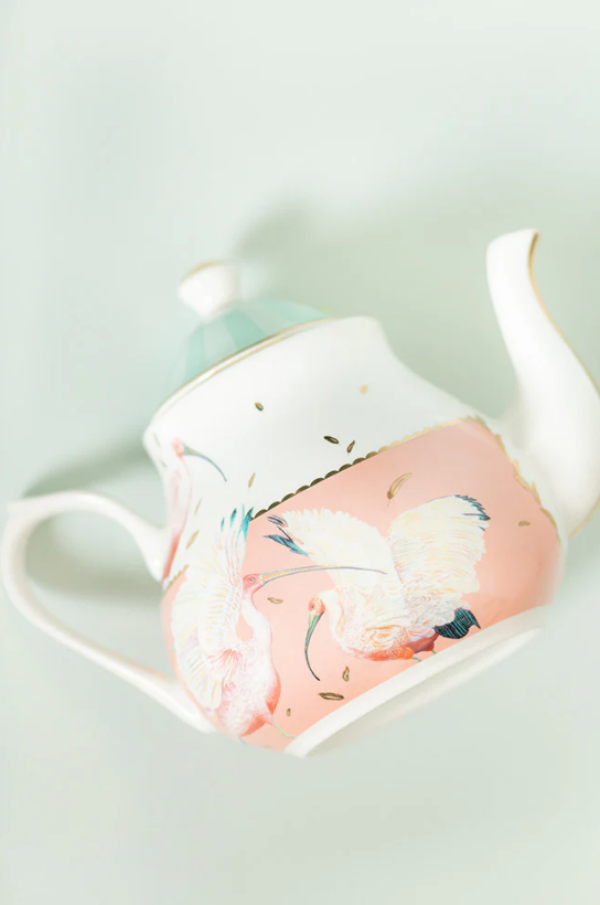 Ibis Design Teapot – Ceramic Teapot with Bird Motif, 1 Litre Capacity