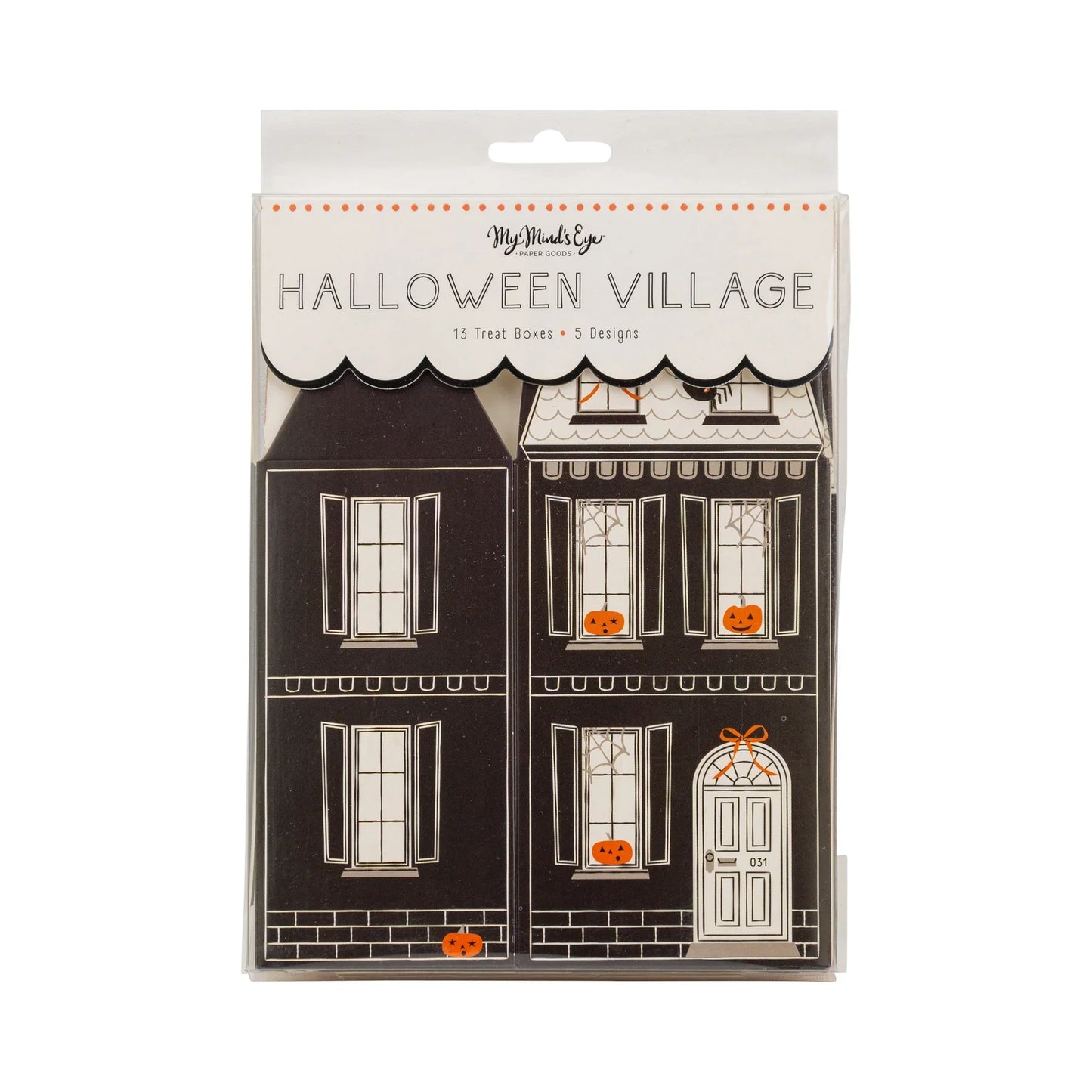 Halloween Treat Boxes – Haunted House Party Favor Set of 13 with Stickers