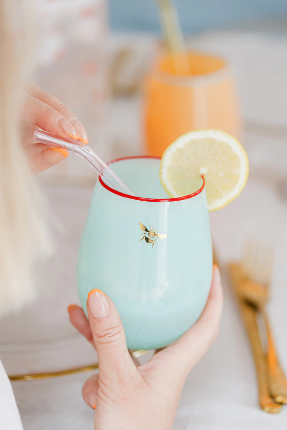 Bee Design Glass Tumblers – Set of 4, Clear Glass, 9×9×12.5 cm