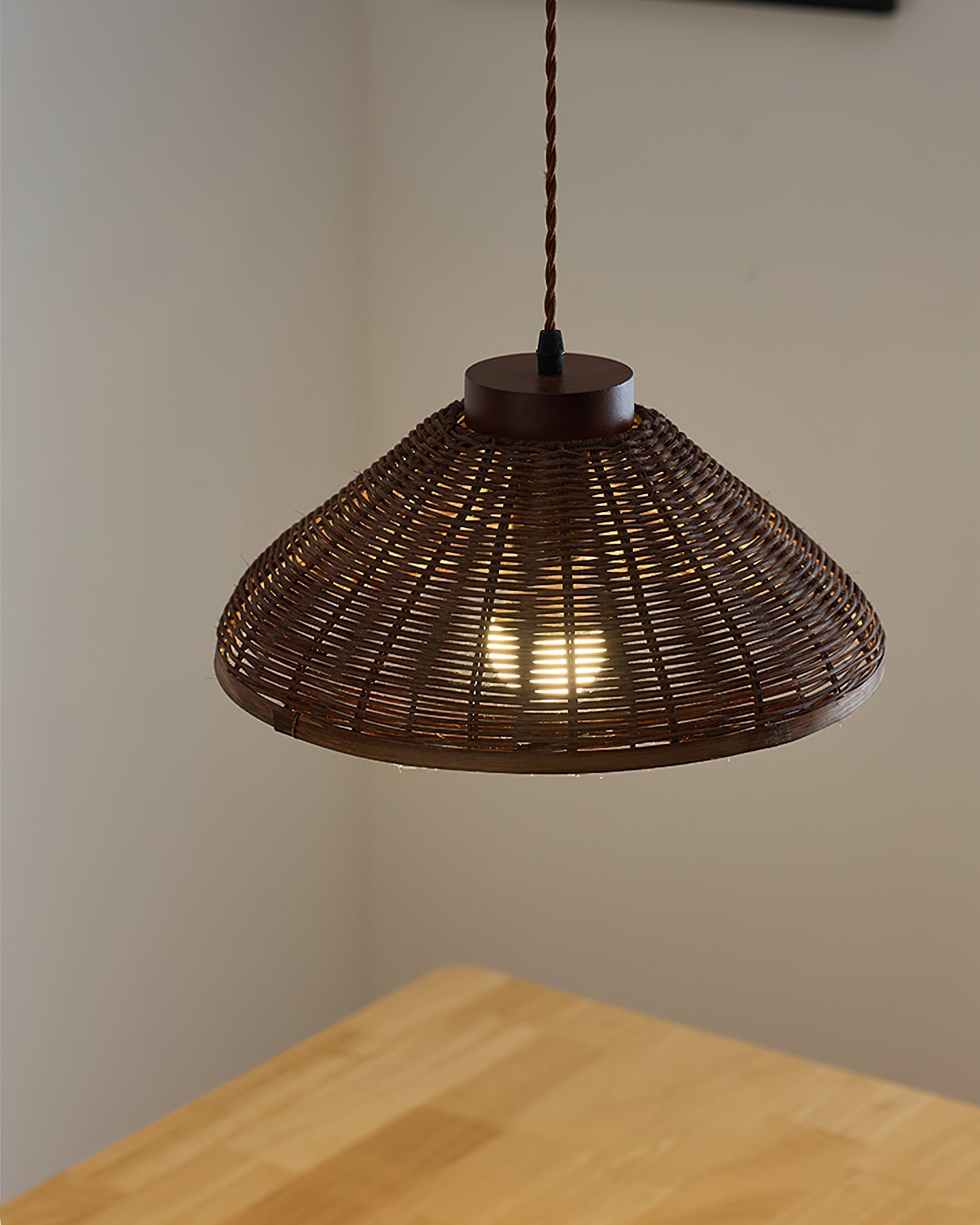 Pendant Ceiling Light – Handwoven Rattan Dome Shade, Multiple Sizes