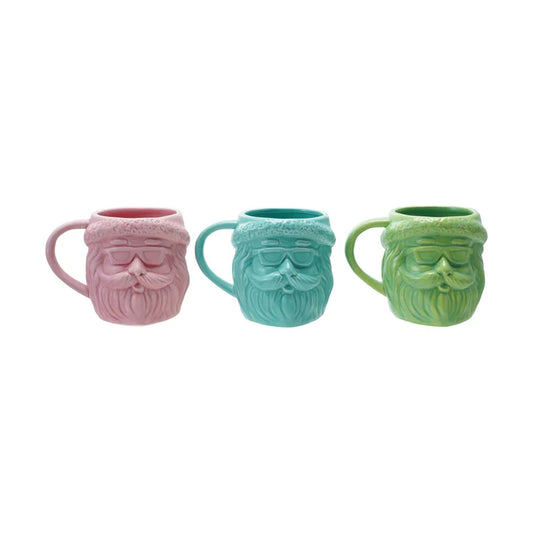 Stoneware Santa Mug – 18 oz Holiday Coffee Cup, 4 in