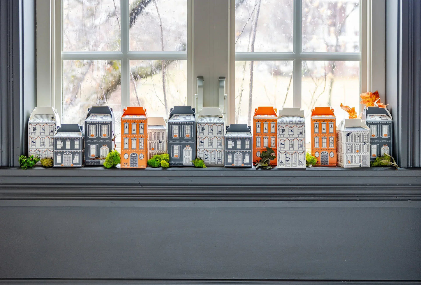 Halloween Treat Boxes – Haunted House Party Favor Set of 13 with Stickers