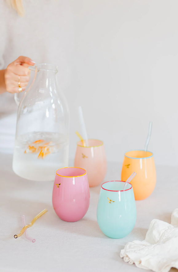 Bee Design Glass Tumblers – Set of 4, Clear Glass, 9×9×12.5 cm