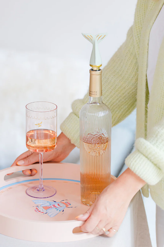 Bee Design Wine Glasses – Set of 2, Clear Glass, 22 cm