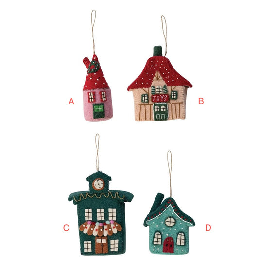 Handmade Wool Felt Ornament – North Pole Village Building, 7.25 in