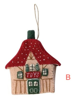 Handmade Wool Felt Ornament – North Pole Village Building, 7.25 in