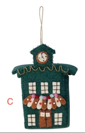 Handmade Wool Felt Ornament – North Pole Village Building, 7.25 in