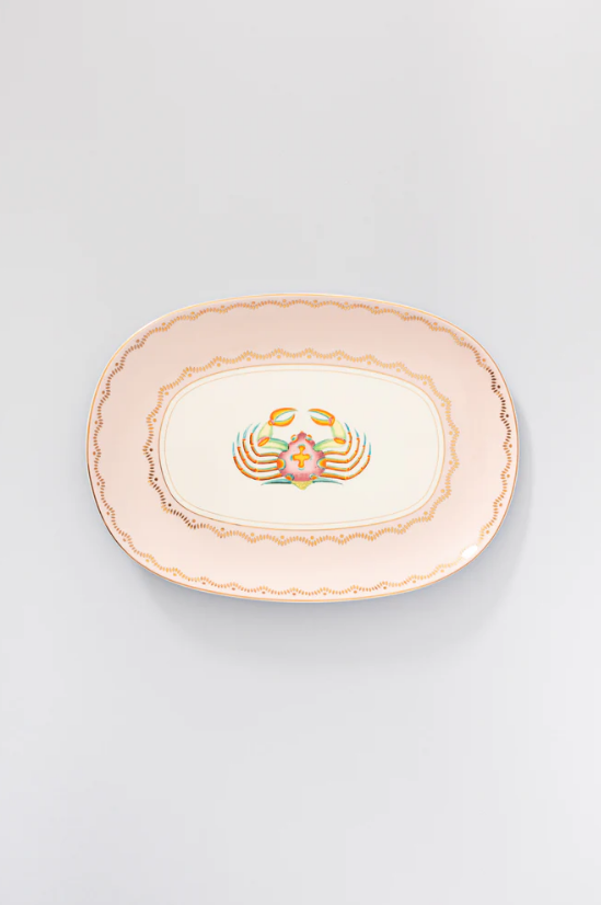 Crab Design Serving Platter – Rectangular Ceramic Tray, 34×15×2.5 cm