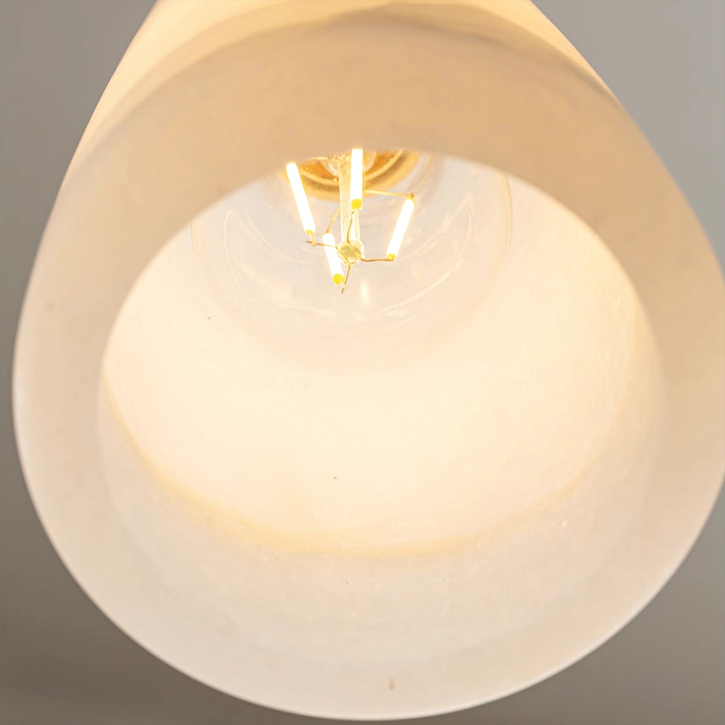 Pendant Ceiling Lamp – Iron and Alabaster Fixture, LED Compatible