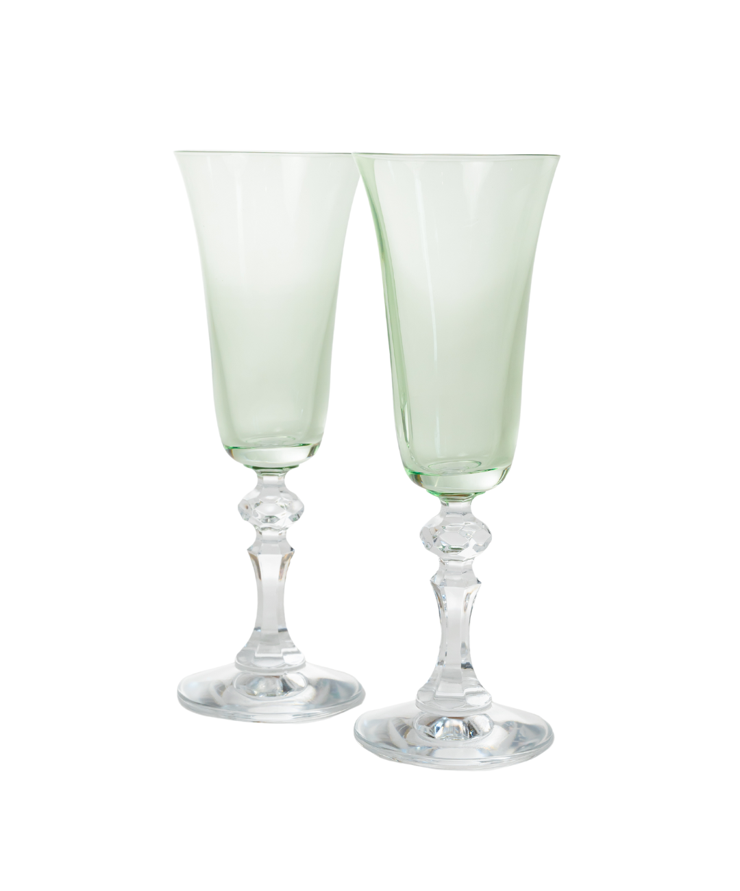 Flute Glasses – Hand-Blown Colored Glass, 5 oz, Set of 2