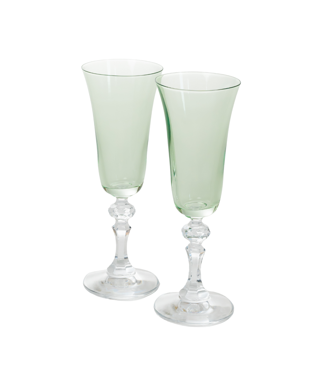Flute Glasses – Hand-Blown Colored Glass, 5 oz, Set of 2