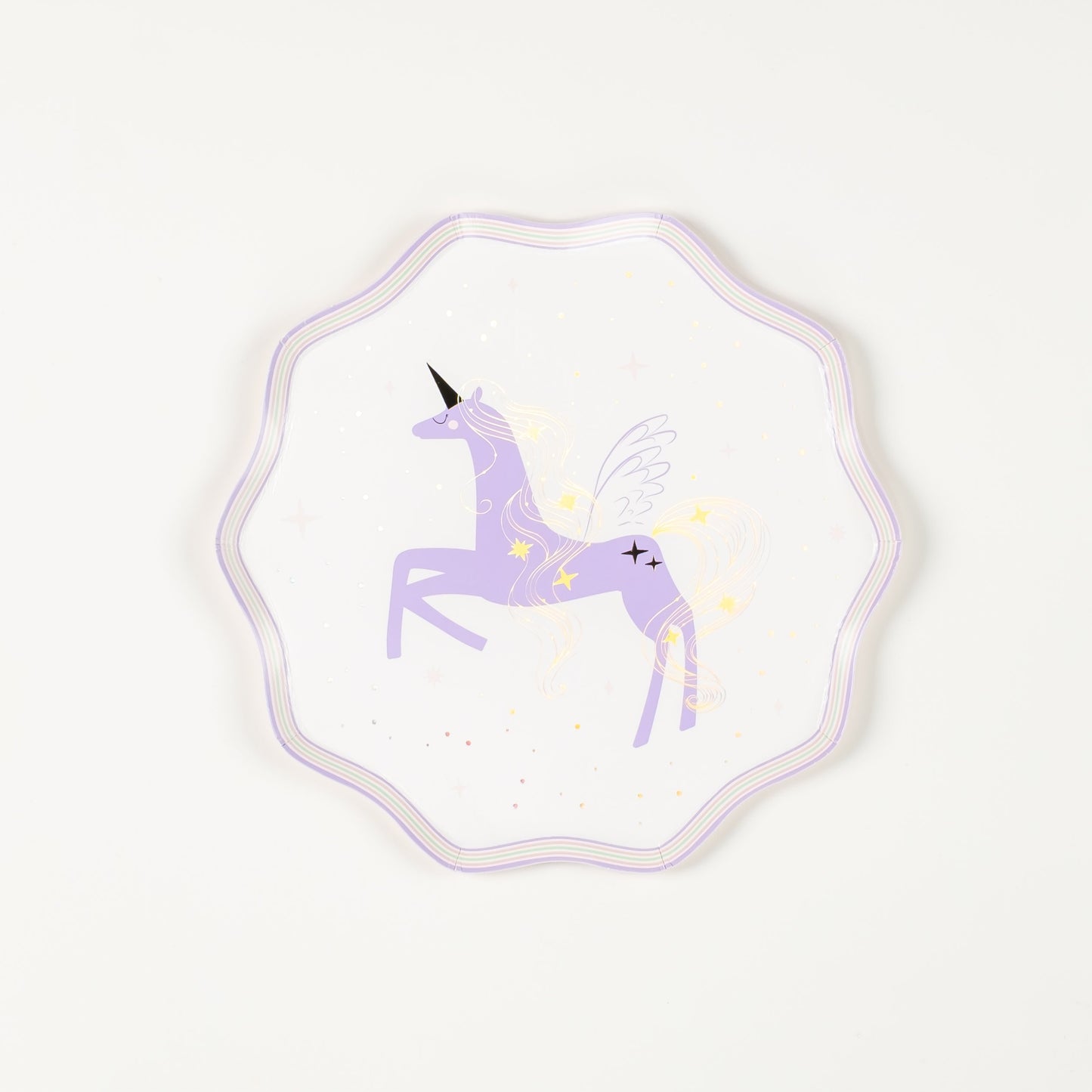 Unicorn Paper Plates with Holographic Foil