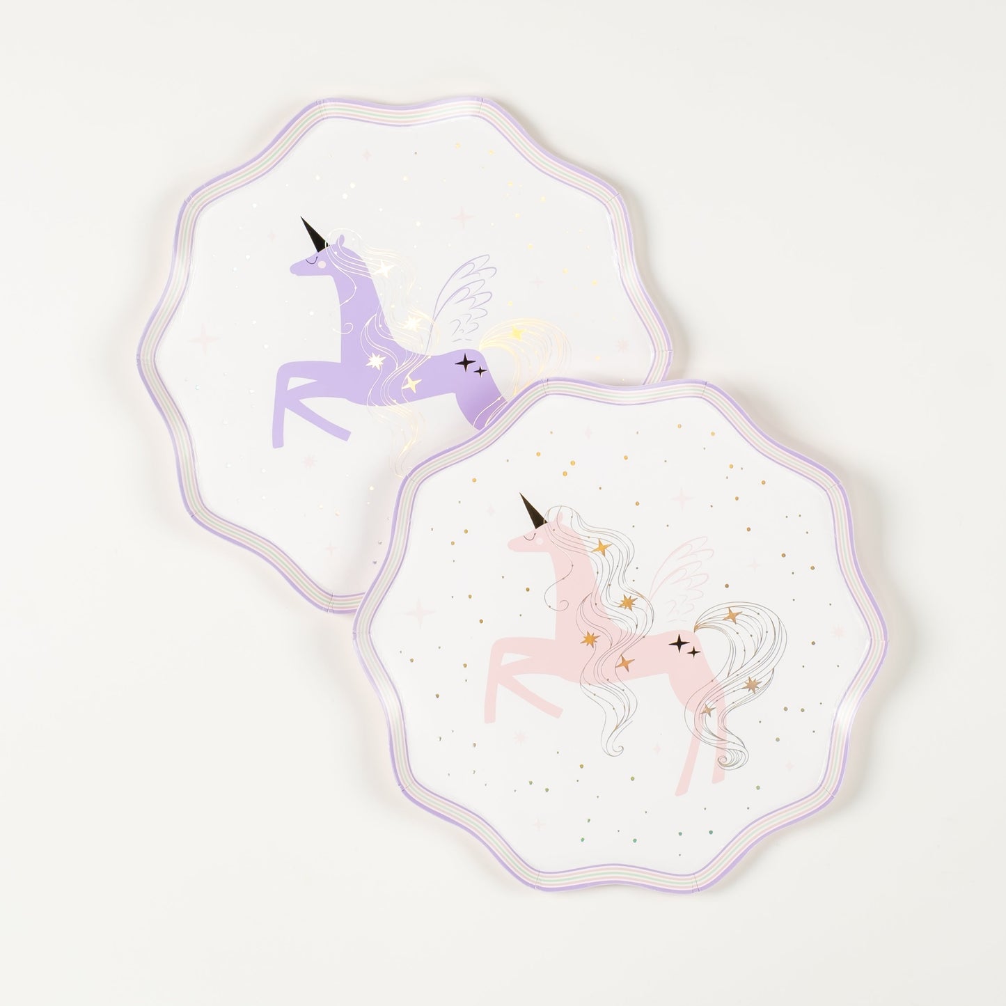 Unicorn Paper Plates with Holographic Foil