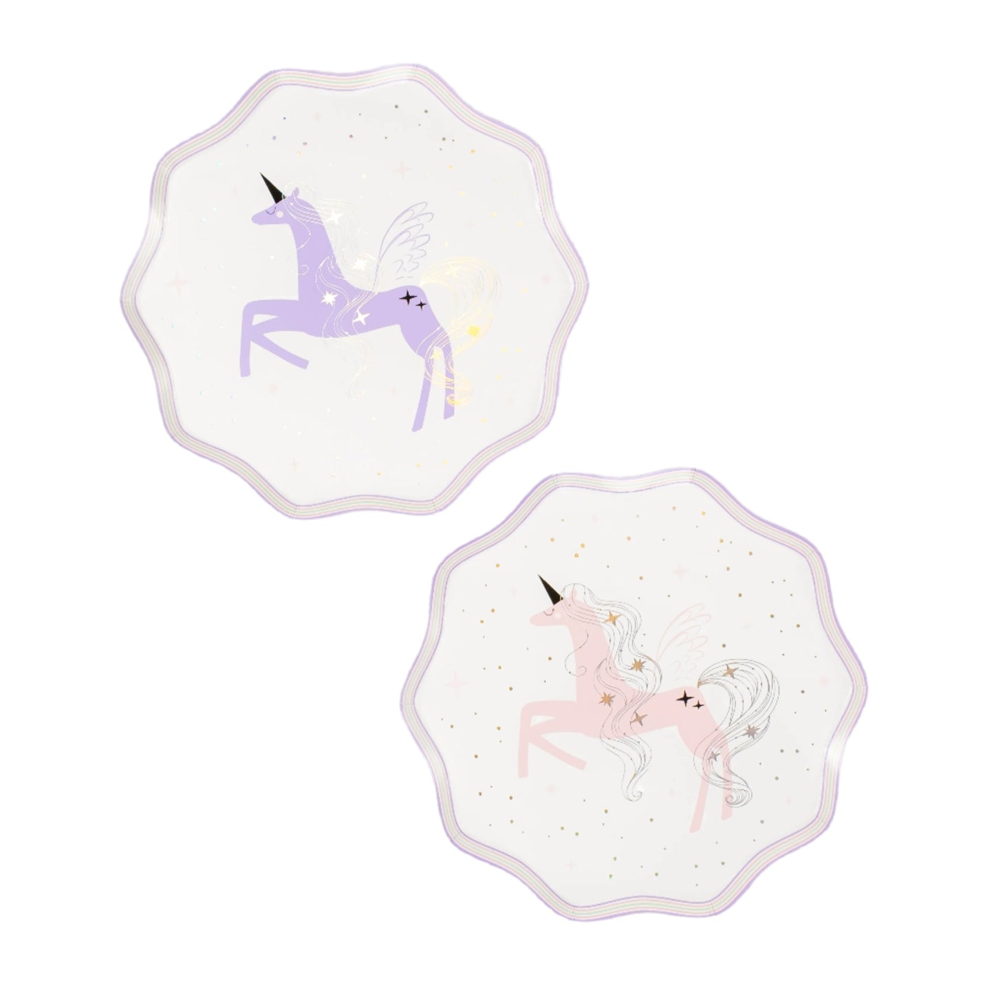 Unicorn Paper Plates with Holographic Foil