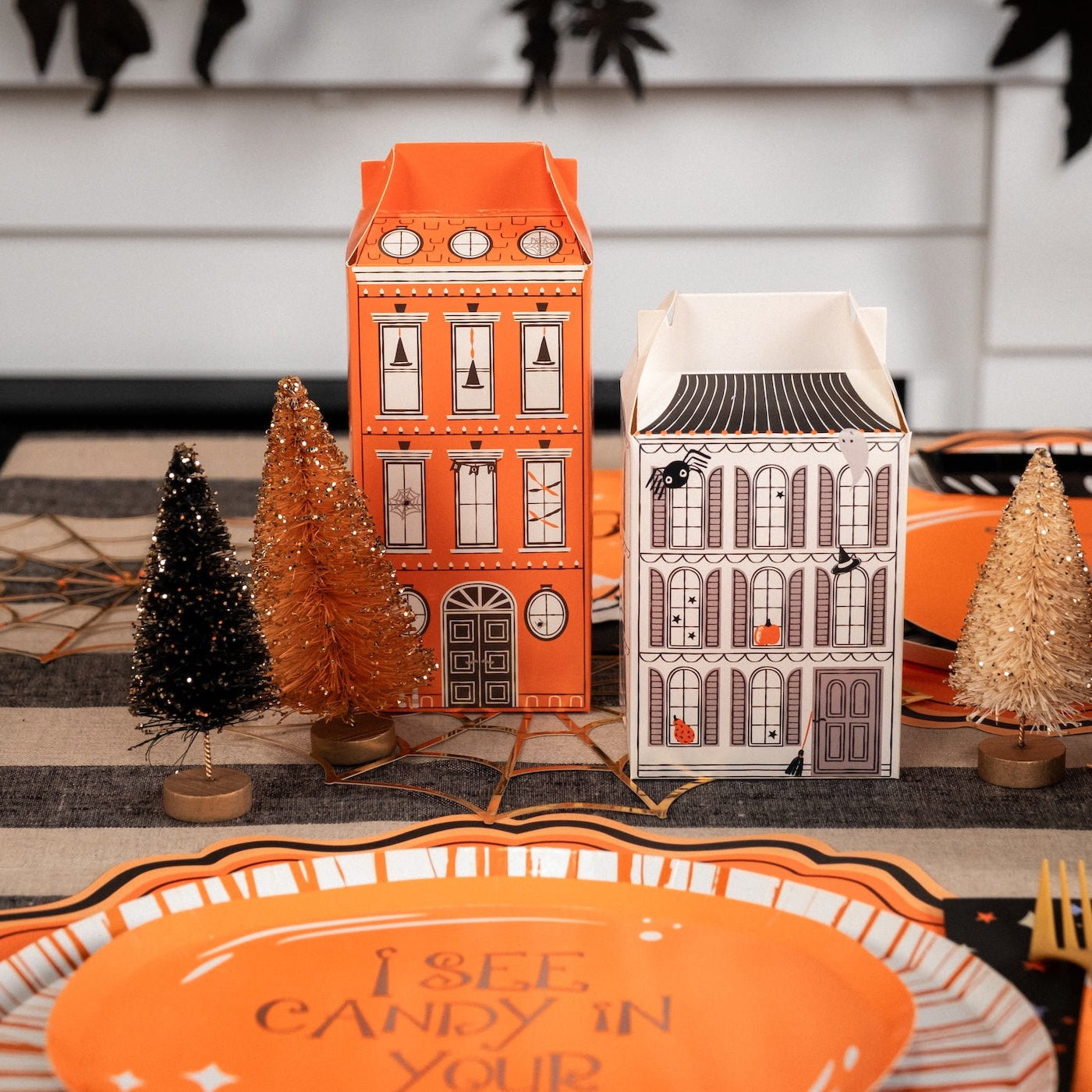 Halloween Treat Boxes – Haunted House Party Favor Set of 13 with Stickers