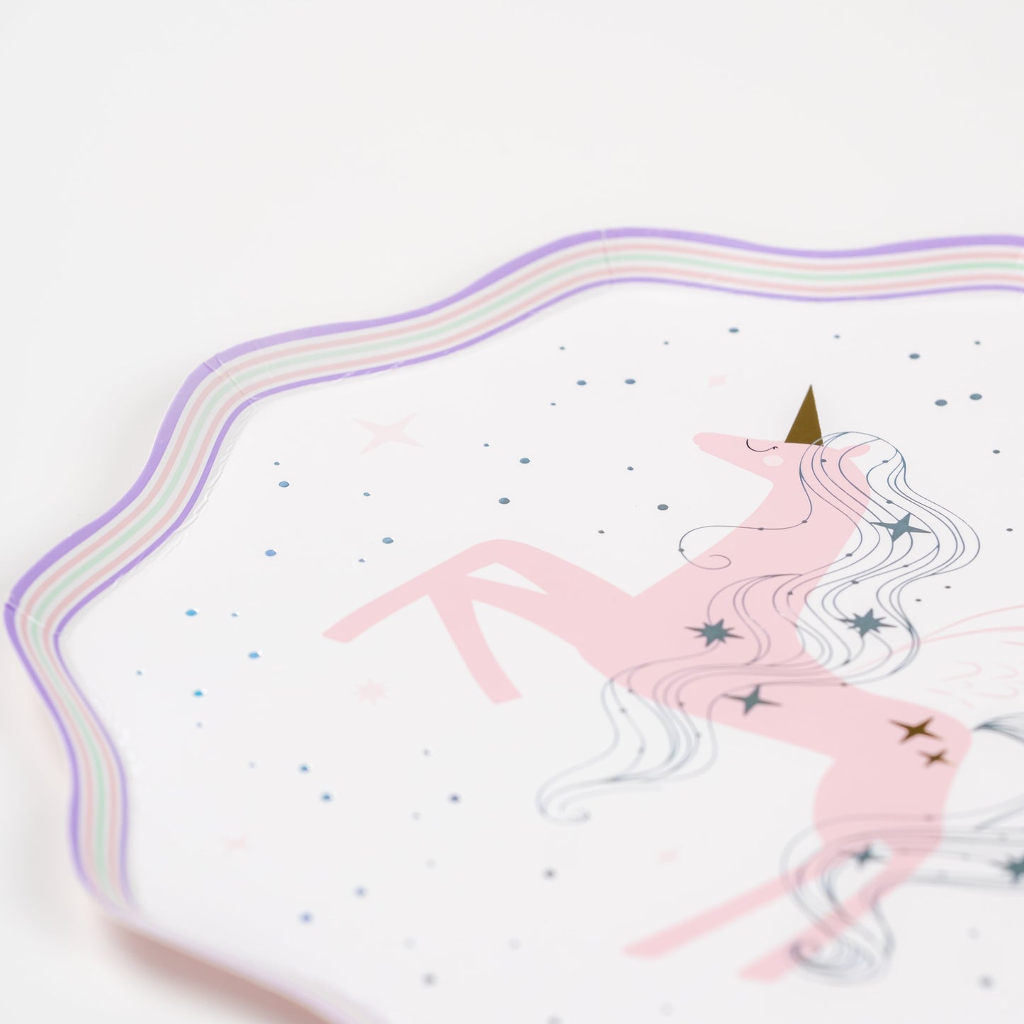 Unicorn Paper Plates with Holographic Foil