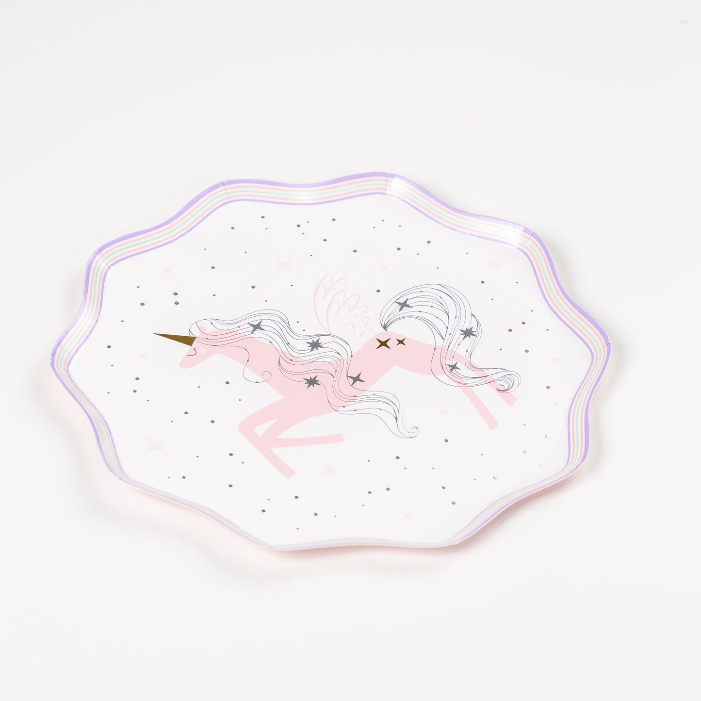 Unicorn Paper Plates with Holographic Foil
