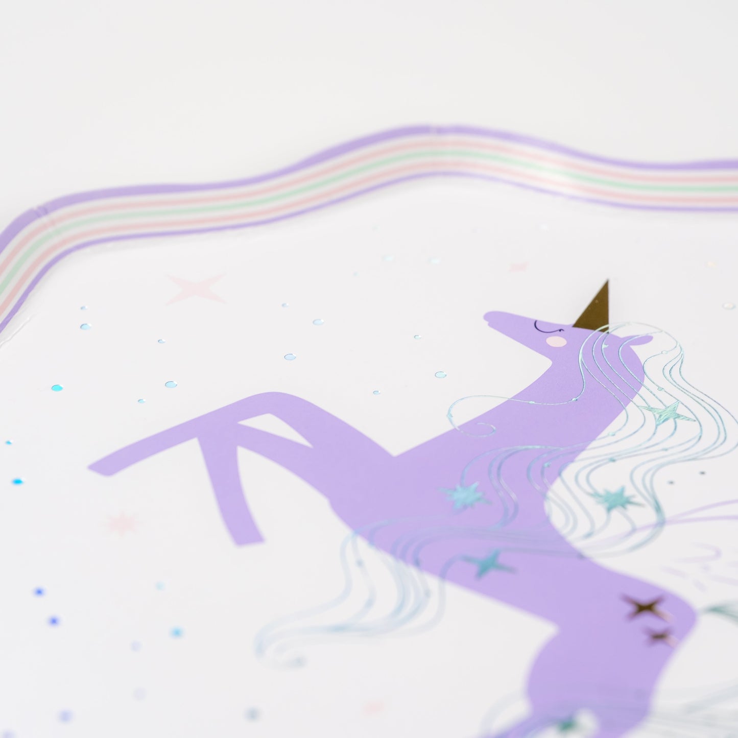 Unicorn Paper Plates with Holographic Foil