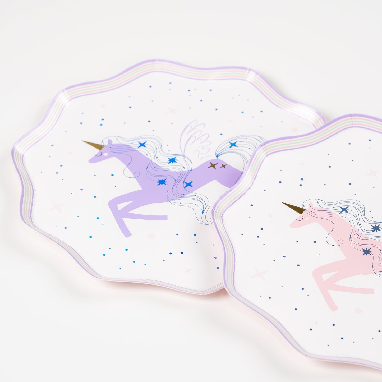 Unicorn Paper Plates with Holographic Foil