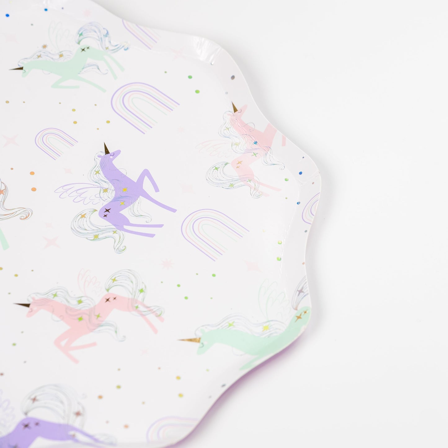 Unicorn Paper Plates with Holographic Foil
