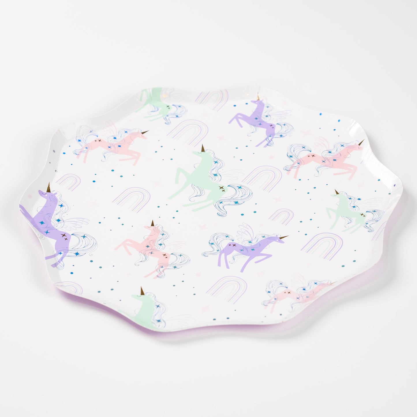 Unicorn Paper Plates with Holographic Foil