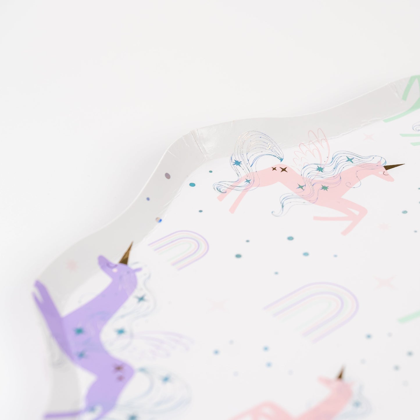 Unicorn Paper Plates with Holographic Foil