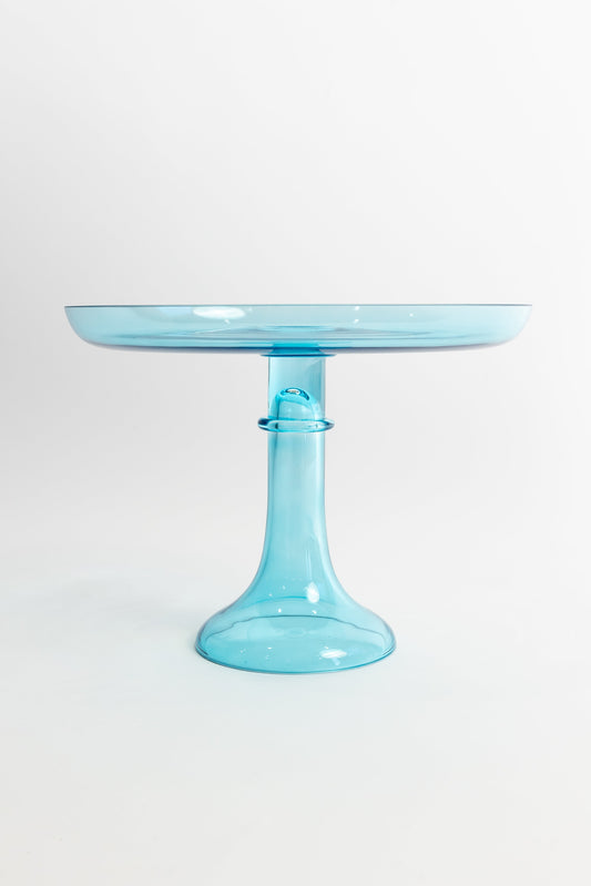 Glass Cake Stand – Clear Hand-Blown Glass, 7.5 x 11 in