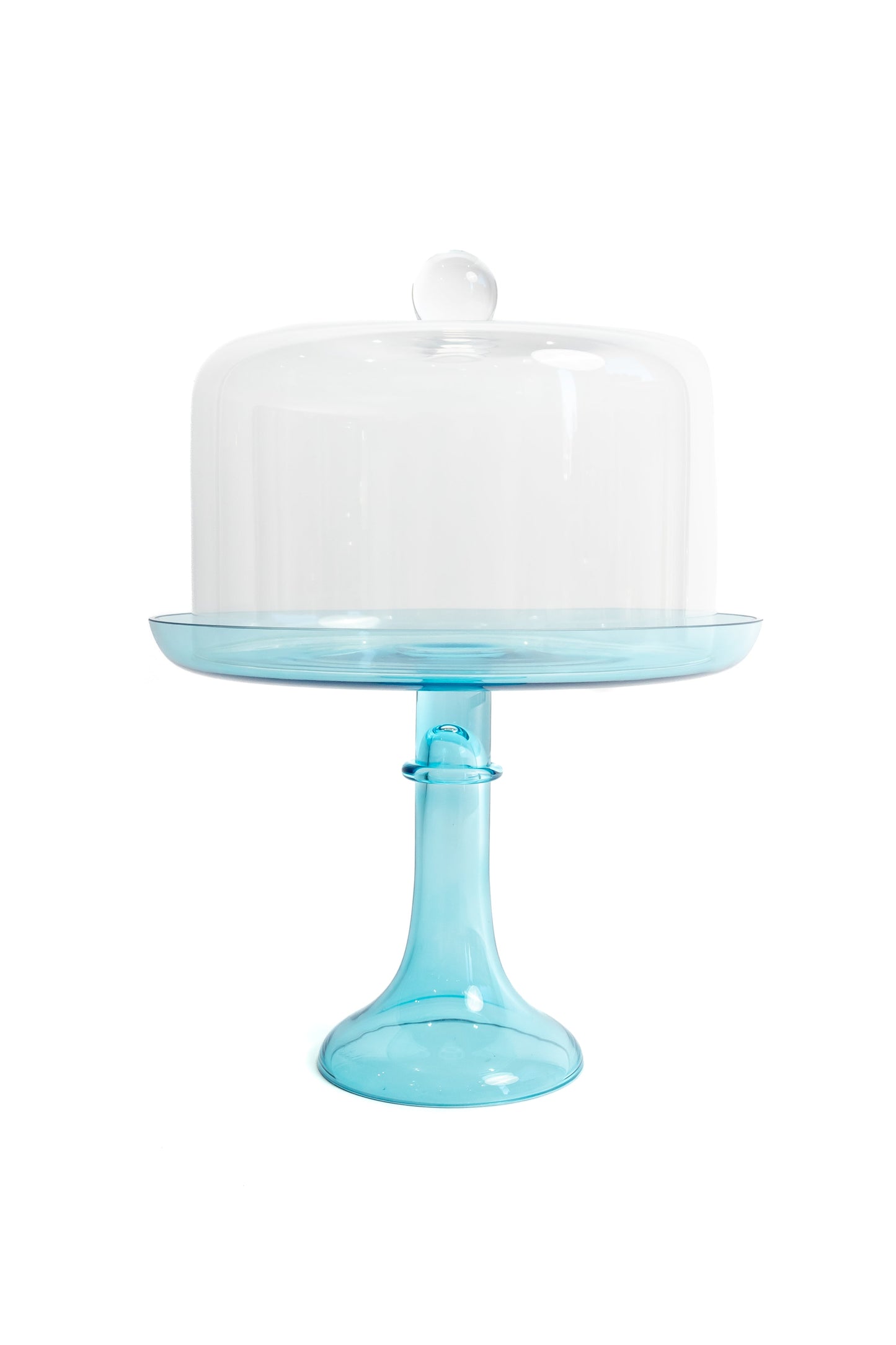 Glass Cake Stand – Clear Hand-Blown Glass, 7.5 x 11 in
