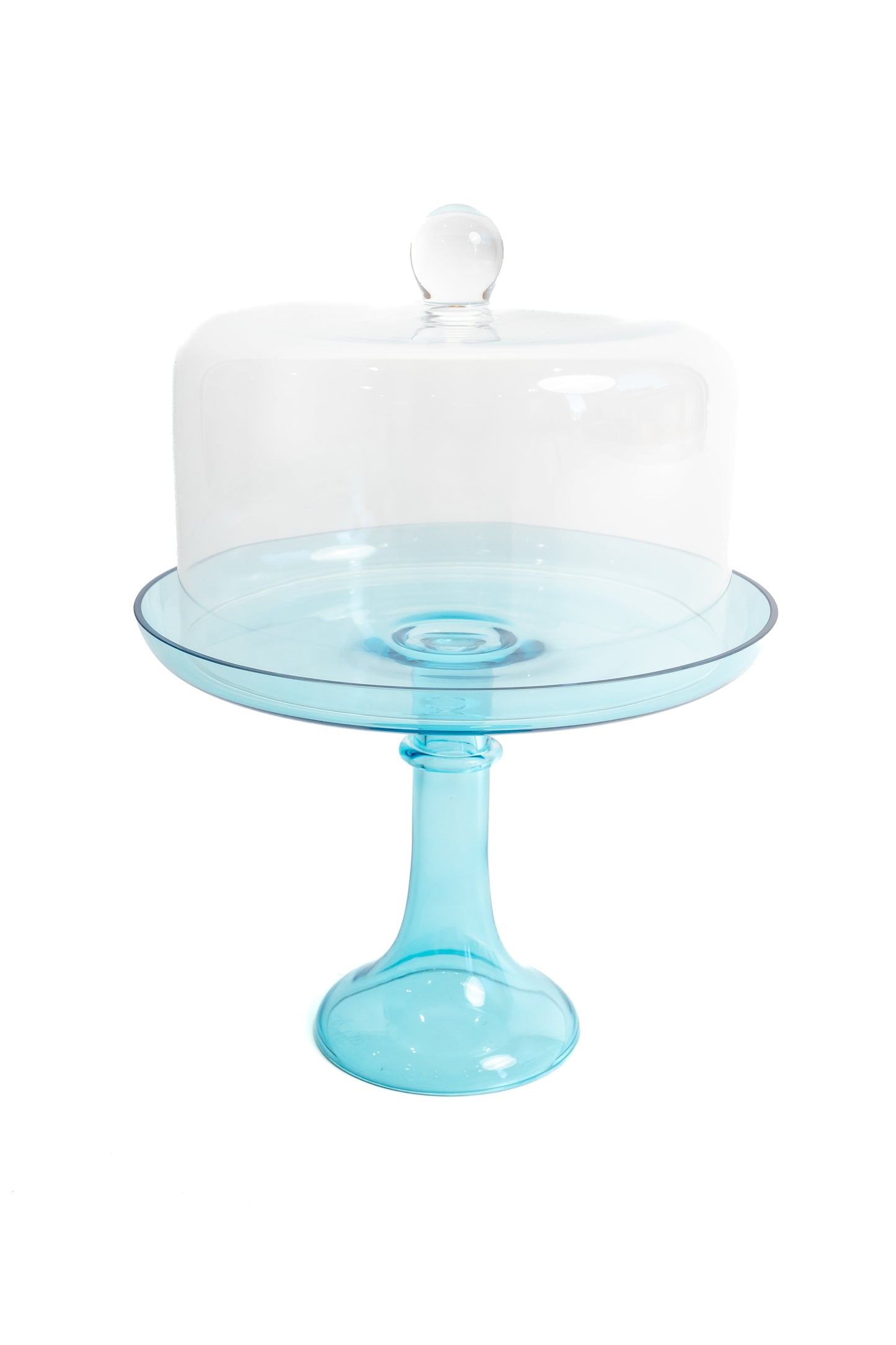 Glass Cake Stand – Clear Hand-Blown Glass, 7.5 x 11 in