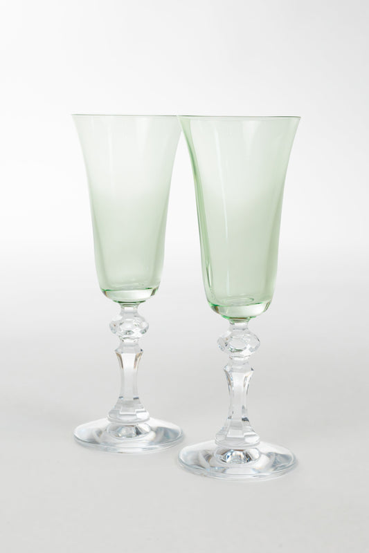 Flute Glasses – Hand-Blown Colored Glass, 5 oz, Set of 2