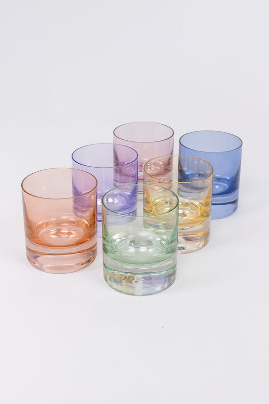 Colored Glass Tumblers – Pastel Mixed Set of 6, 8.25 oz