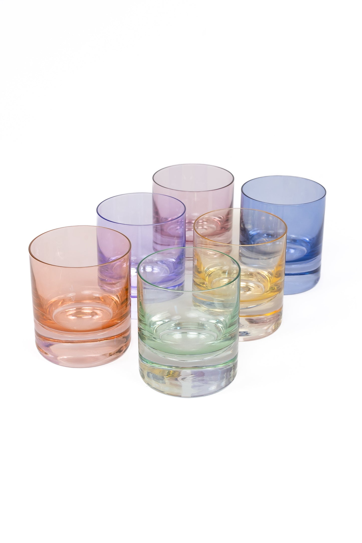 Colored Glass Tumblers – Pastel Mixed Set of 6, 8.25 oz