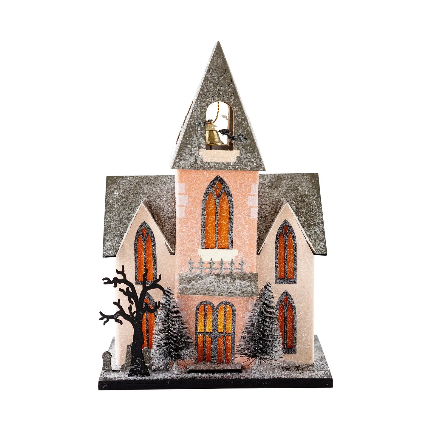 Halloween Village House Decor – Light-Up Church Miniature, 8 in