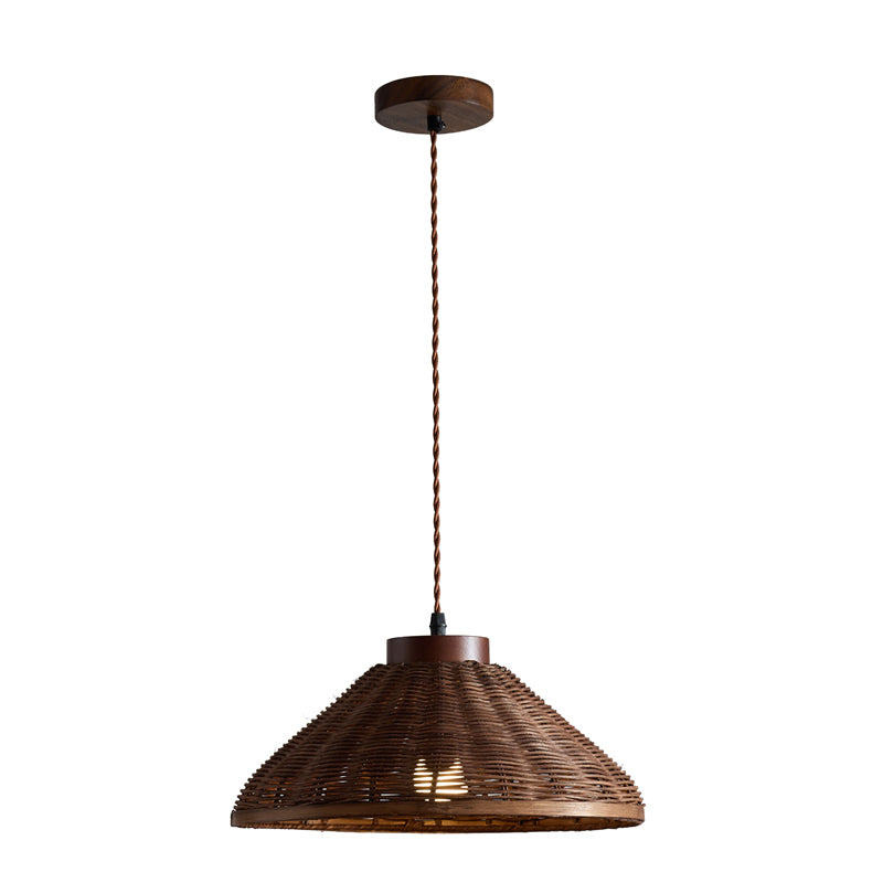 Pendant Ceiling Light – Handwoven Rattan Dome Shade, Multiple Sizes