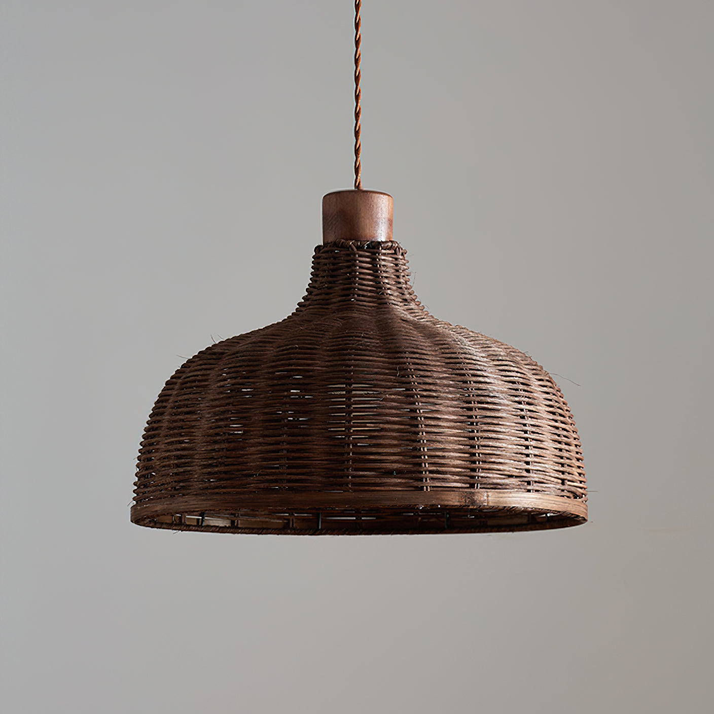 Pendant Ceiling Light – Handwoven Rattan Dome Shade, Multiple Sizes