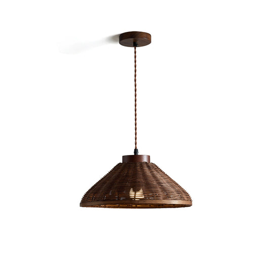 Pendant Ceiling Light – Handwoven Rattan Dome Shade, Multiple Sizes