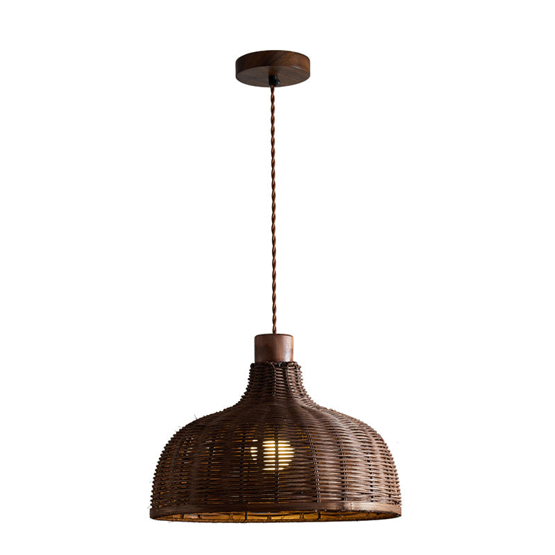 Pendant Ceiling Light – Handwoven Rattan Dome Shade, Multiple Sizes