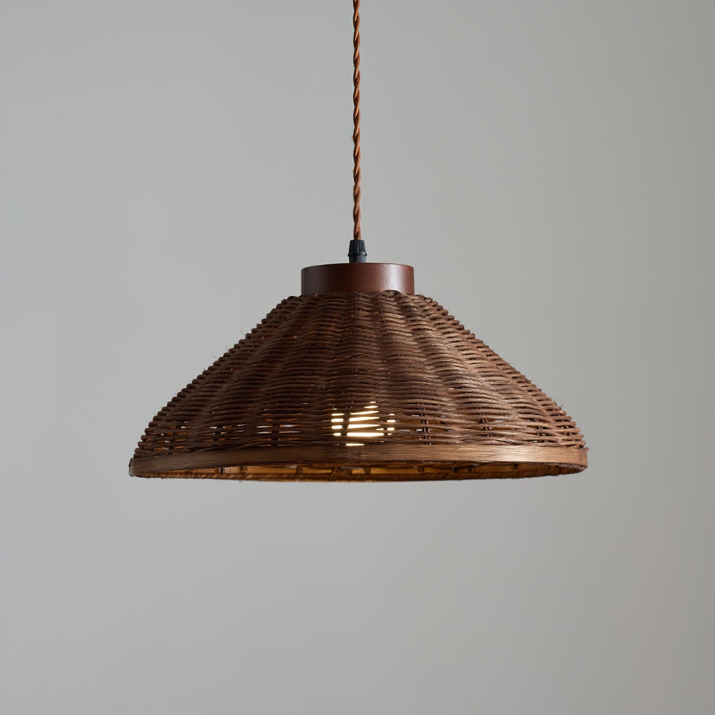 Pendant Ceiling Light – Handwoven Rattan Dome Shade, Multiple Sizes
