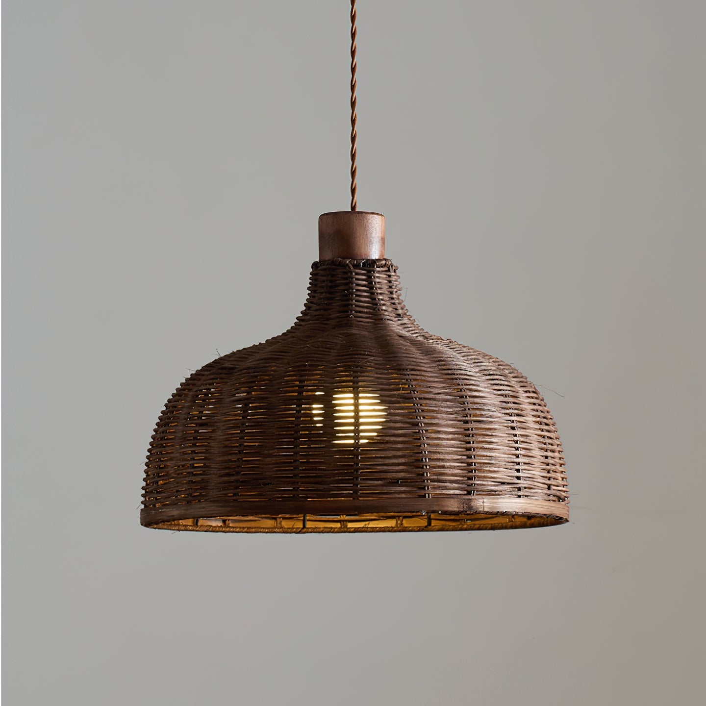 Pendant Ceiling Light – Handwoven Rattan Dome Shade, Multiple Sizes