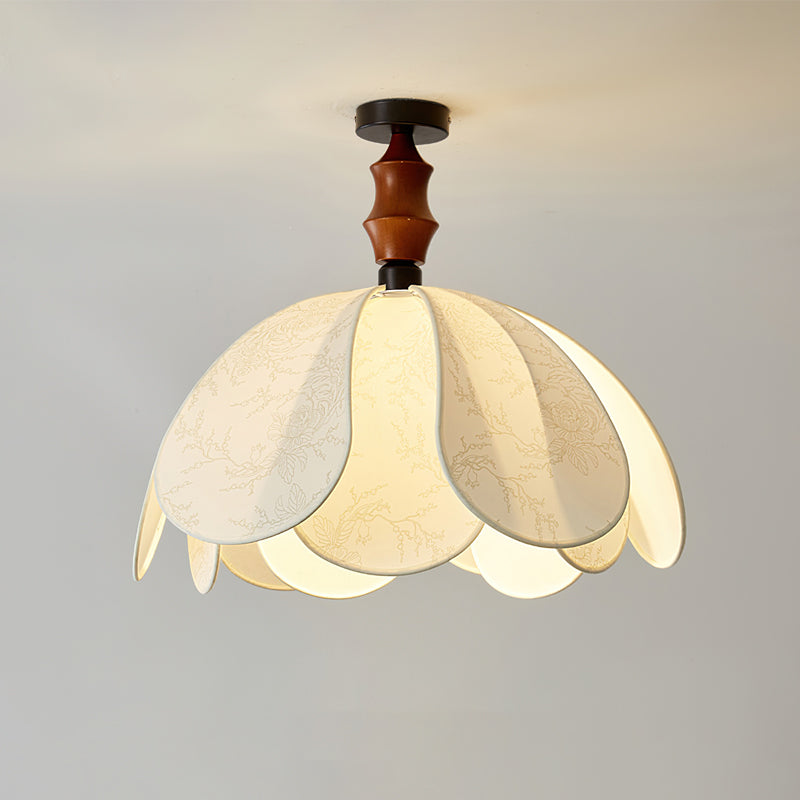 Pendant Ceiling Light – Fabric and Wood Shade, LED Compatible, Multiple Sizes