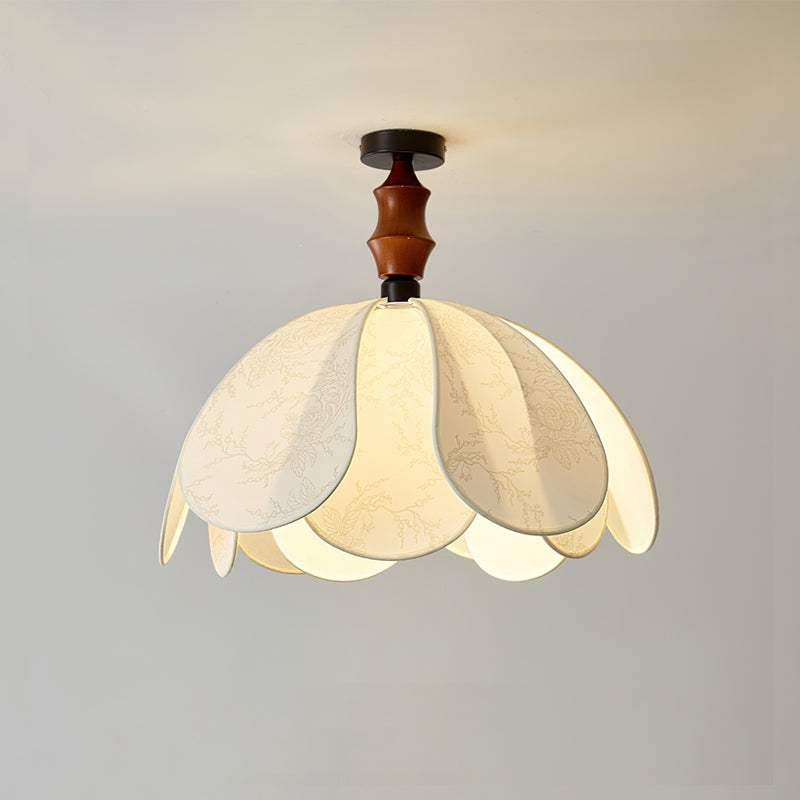Pendant Ceiling Light – Fabric and Wood Shade, LED Compatible, Multiple Sizes