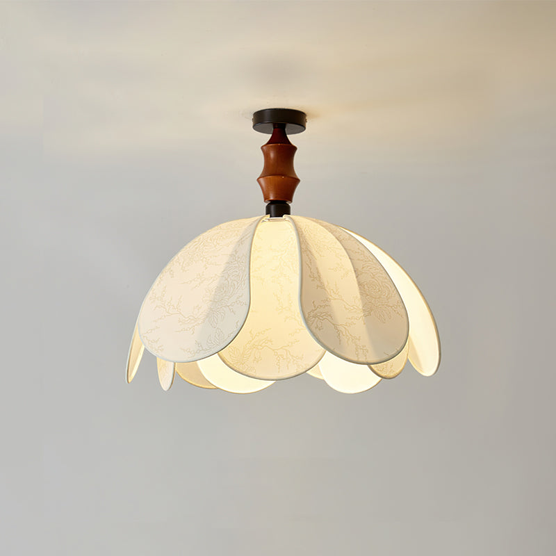 Pendant Ceiling Light – Fabric and Wood Shade, LED Compatible, Multiple Sizes