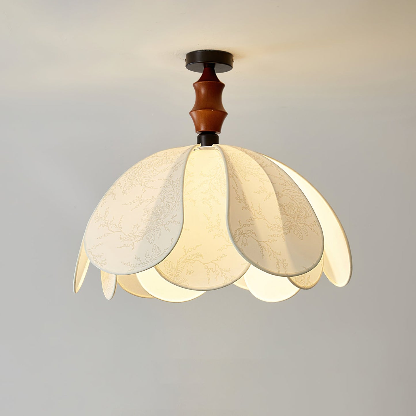 Pendant Ceiling Light – Fabric and Wood Shade, LED Compatible, Multiple Sizes