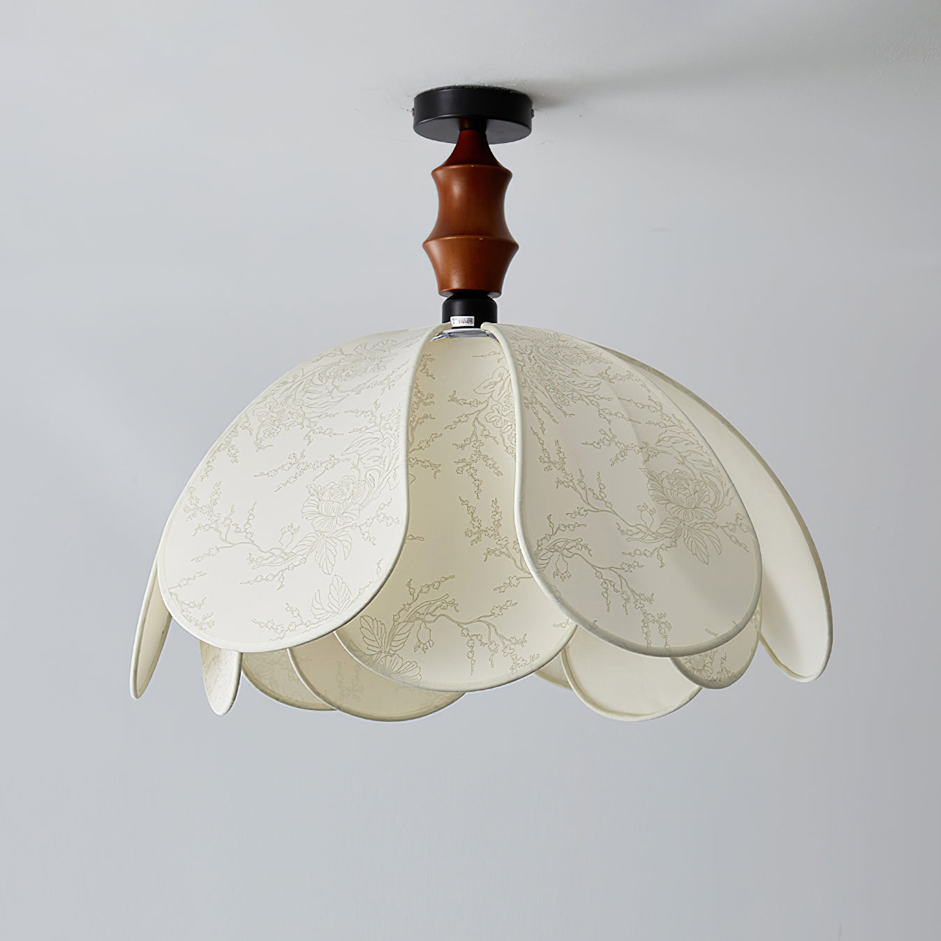 Pendant Ceiling Light – Fabric and Wood Shade, LED Compatible, Multiple Sizes